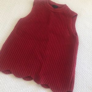 Jcrew red sleeveless scalloped sweater